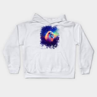 Rainbow Lion on the background of the starry sky Kids Hoodie